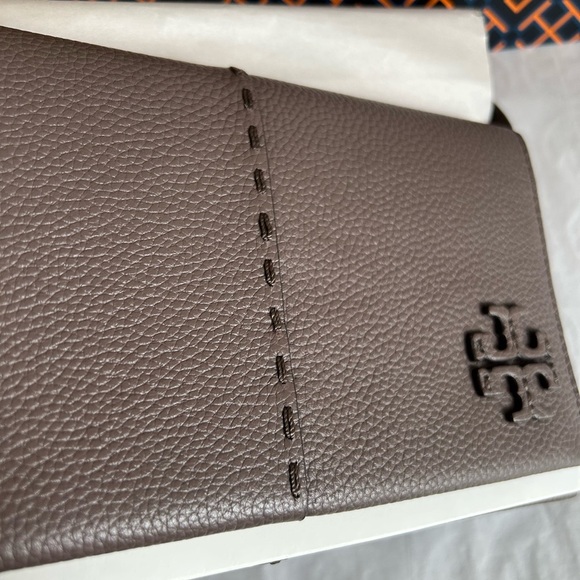 Tory Burch McGraw Wallet Crossbody Bag Silver Maple Gold Taupe Grey Gray - Picture 3 of 16